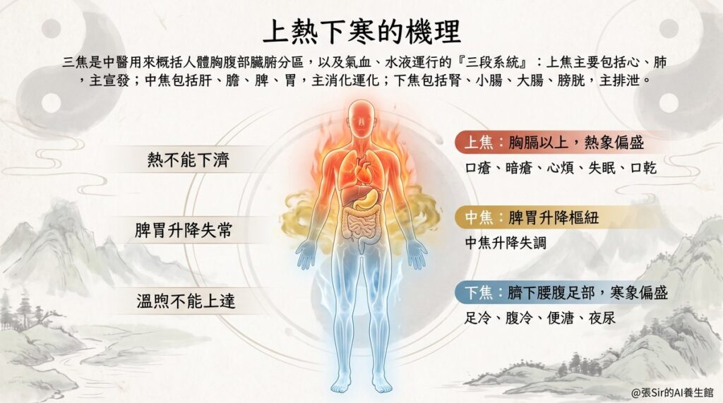 上熱下寒機理示意圖