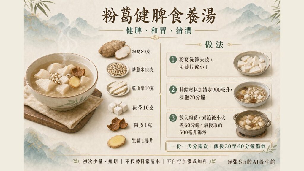 粉葛健脾食養湯材料與做法
