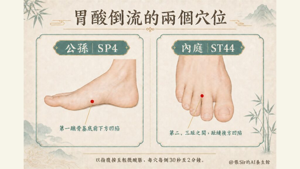 公孫SP4與內庭ST44穴位位置