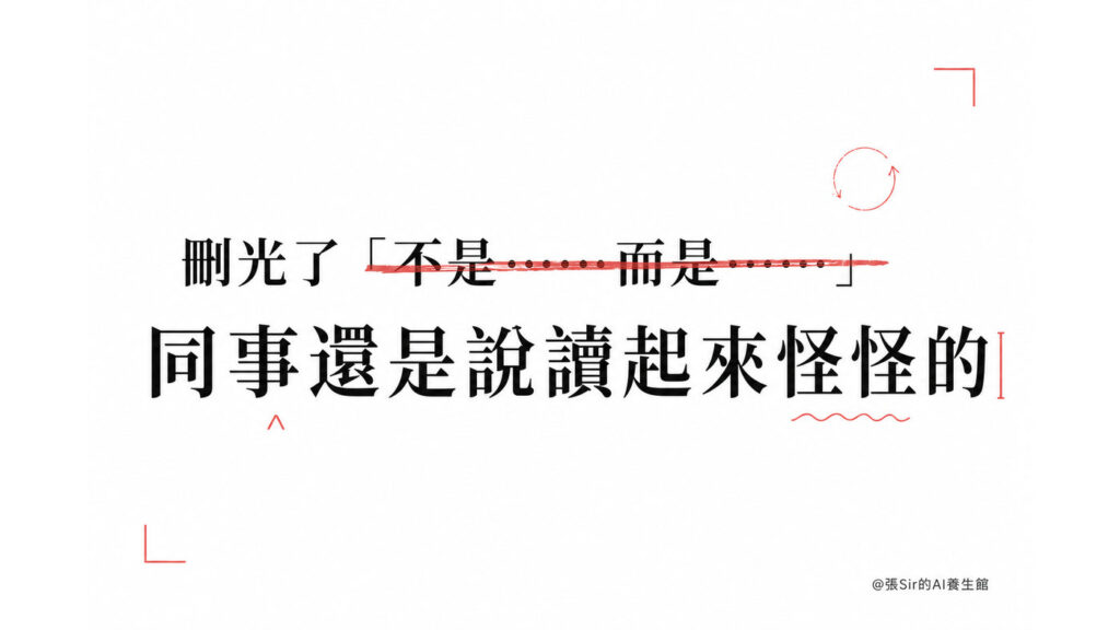 刪光了「不是……而是……」，同事還是說讀起來怪怪的