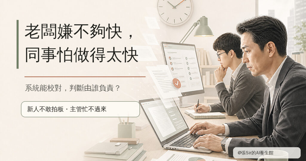 老闆嫌不夠快，同事怕做得太快