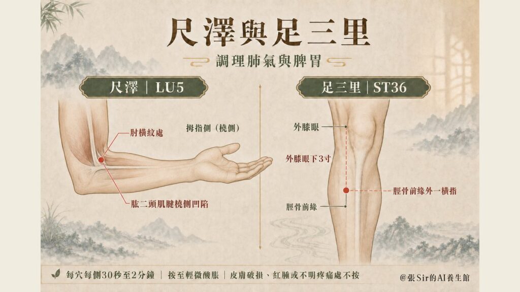 尺澤與足三里穴位圖
