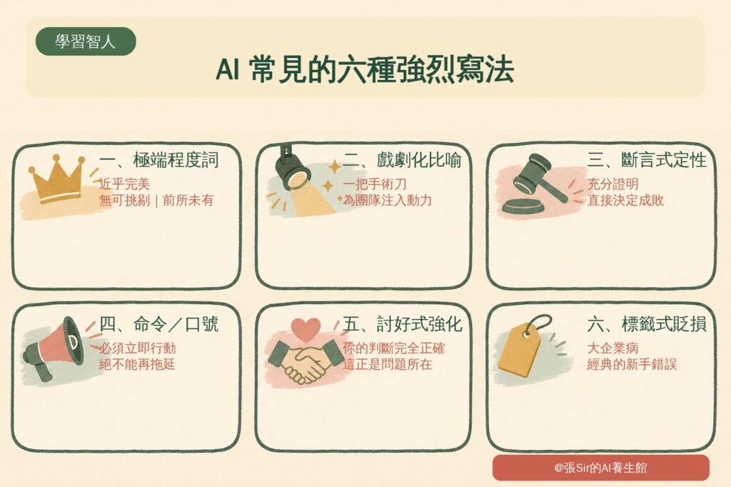 AI 常見的六種強烈寫法