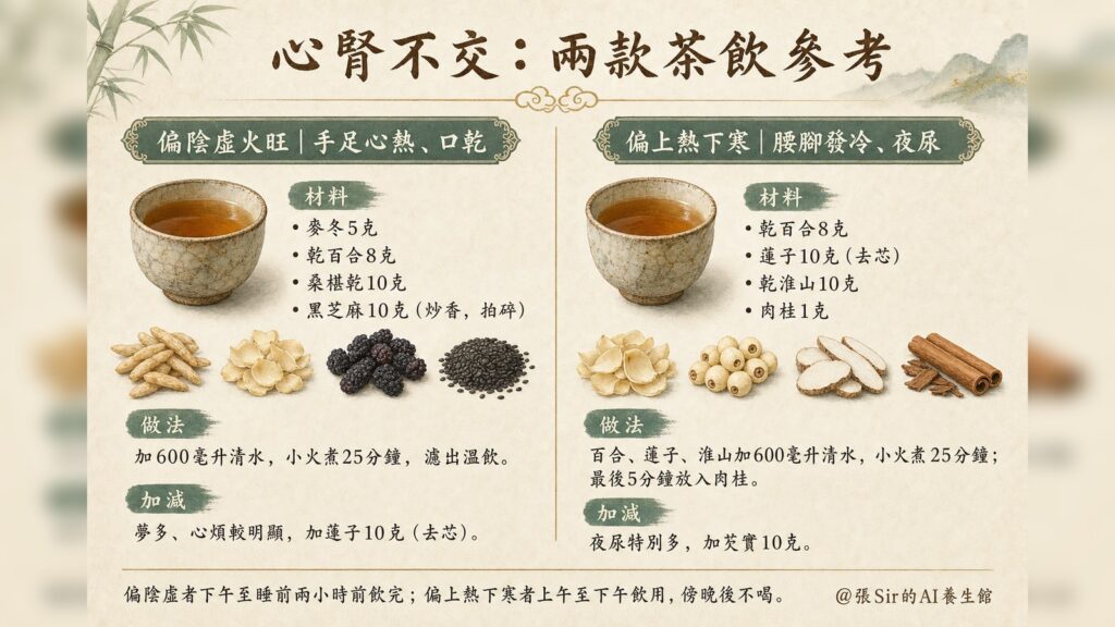 心腎不交兩款茶飲參考