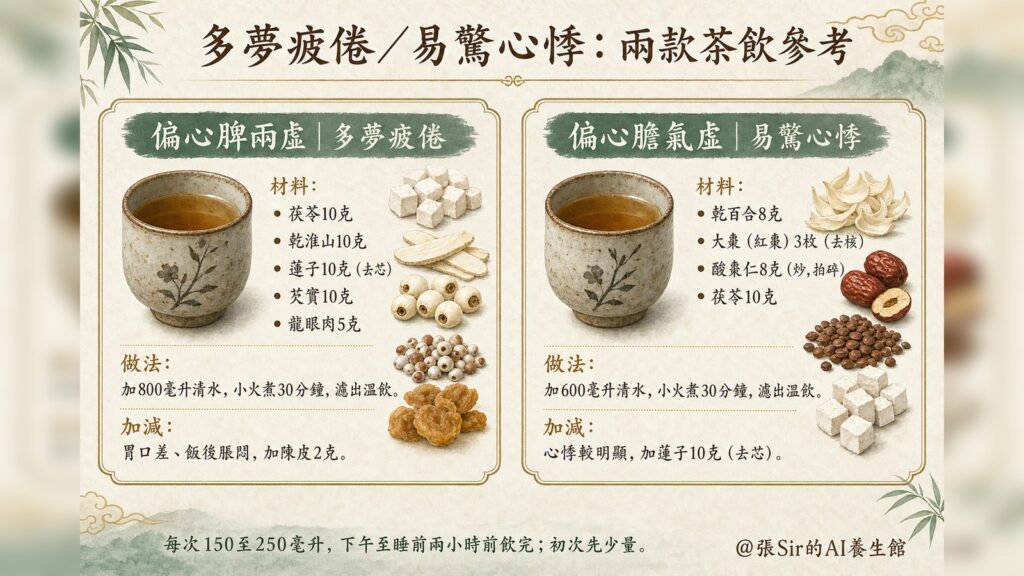 多夢疲倦與易驚心悸兩款茶飲參考