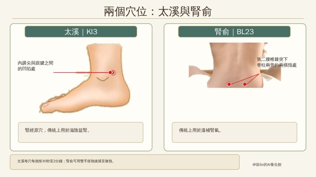 太溪KI3與腎俞BL23穴位位置