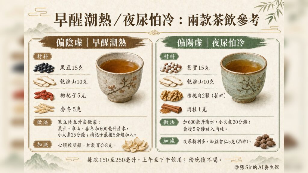 早醒潮熱與夜尿怕冷兩款茶飲參考